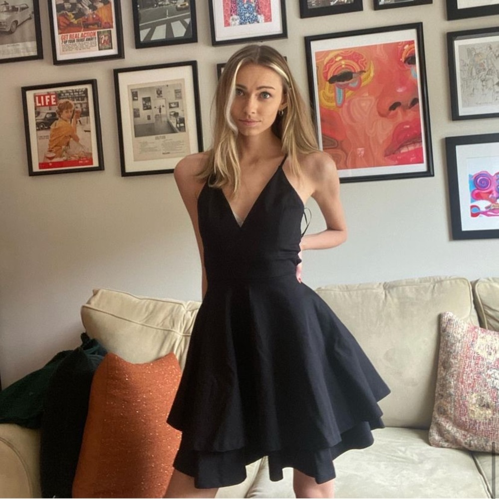 Black Windsor Mini Dress with Lace Back